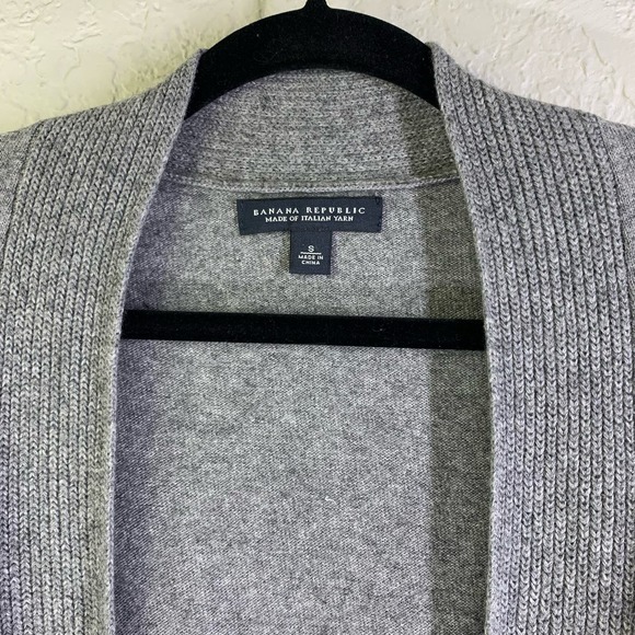 BANANA REPUBLIC Gray Open Front Wool Cashmere Ruched Cardigan Sweater‎ - Picture 2 of 11